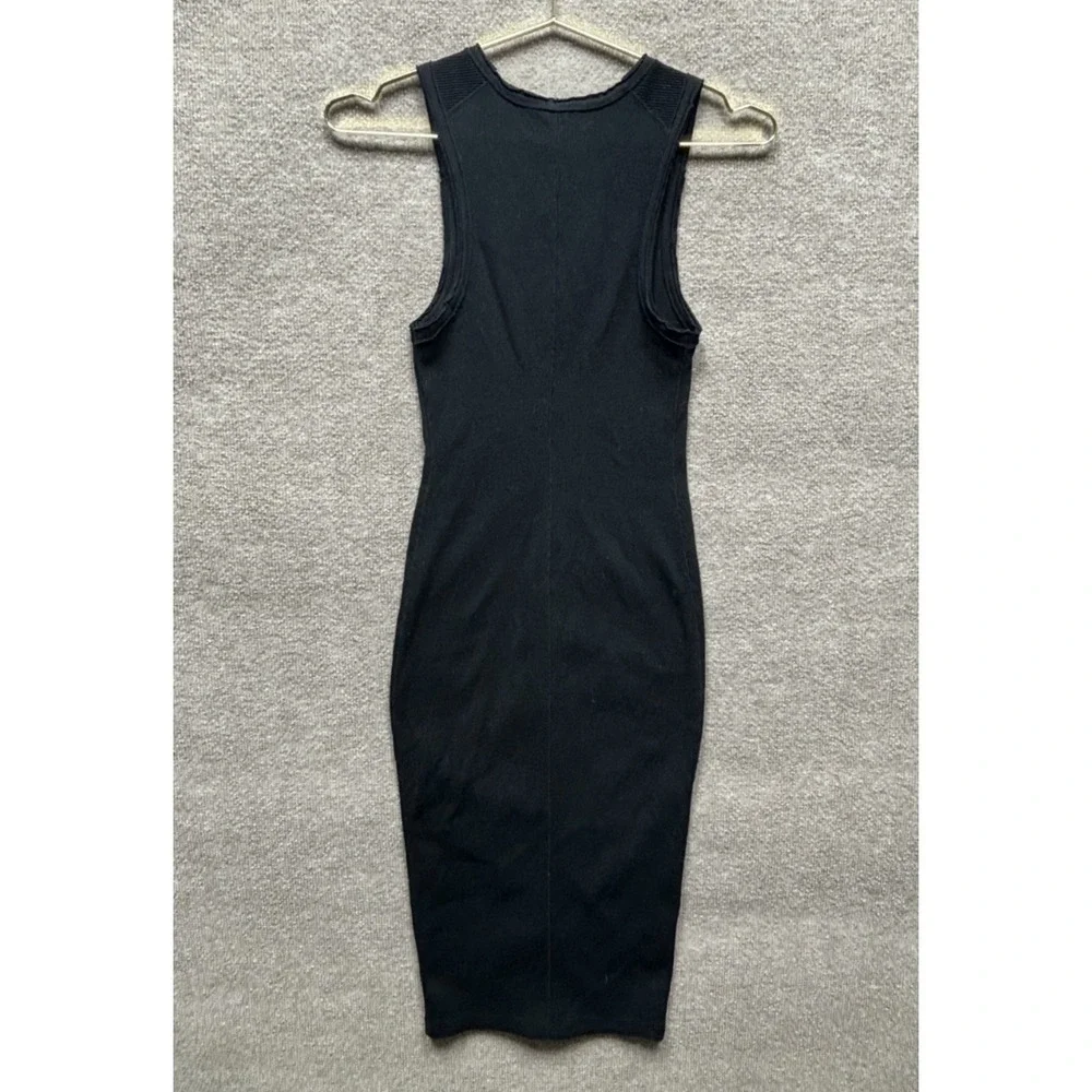 Women's All Saints‎ Alicia Black Full Zip Front Bodycon Stretch Midi Dress 4 EUC